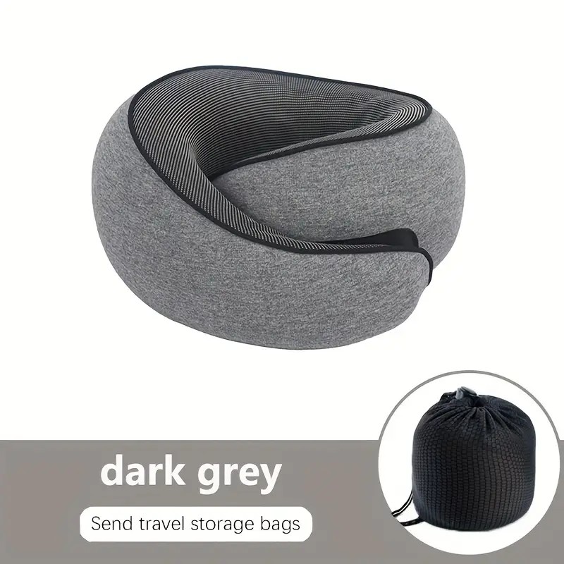 DARK GREY Snail Airplane Neck Pillow – Travel pillow with soft supportive design, ideal for sleep, cars, trains, the office, and home use. Includes a washable