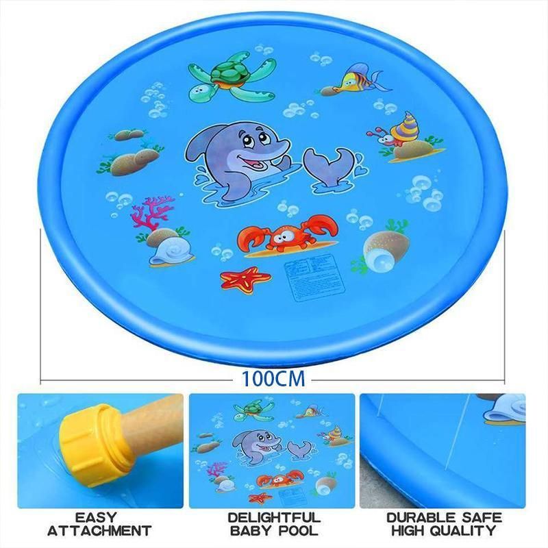 100cm Dog Splash Pad Inflatable Pet Sprinkler Mat PVC Water Play Toy for Outdoors — image 3