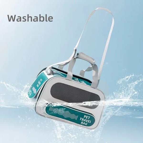 Large‑Capacity Pet Travel Carrier Bag, Portable Breathable Cat Dog Carrier, Crossbody Pet Handbag for Travel & Car Trips, Teal‑Green Pet Transport Bag — image 5
