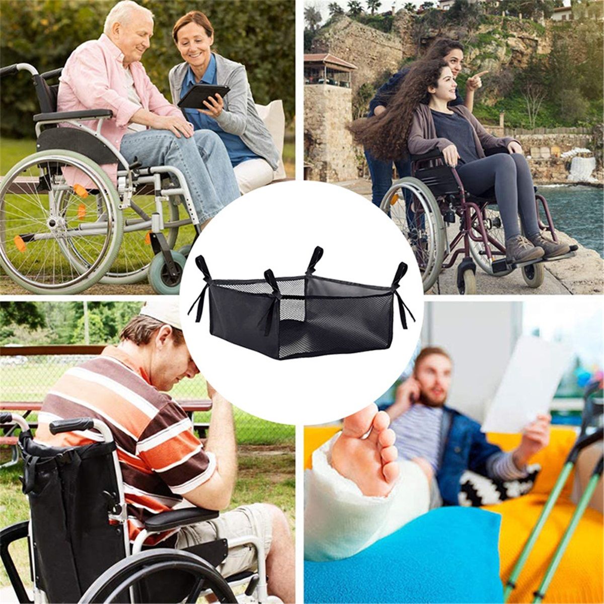 Wheelchair Bag, Rollator Seat Bag, Wheelchair Storage Bag, Side Storage Organizer, Lightweight and Heavy Duty Travel Tote, Under Seat Large Capacity Reusable — image 4