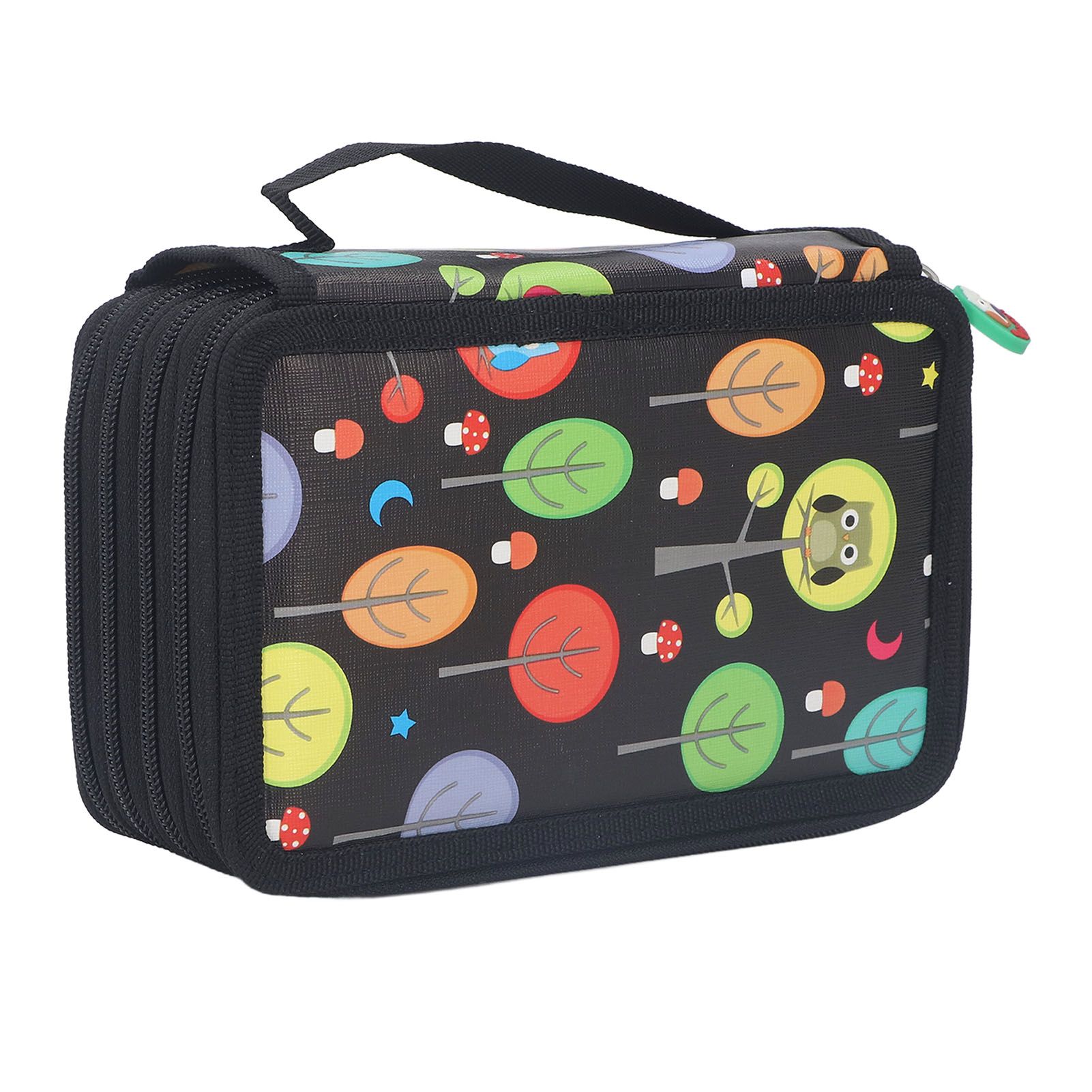 Colored Pencil Case Pencil Holder with Zipper Closure Large Capacity Pencil Case Foldable Colored Pencil Bag Cartoon Black 4 Layers 72 Holes — image 5