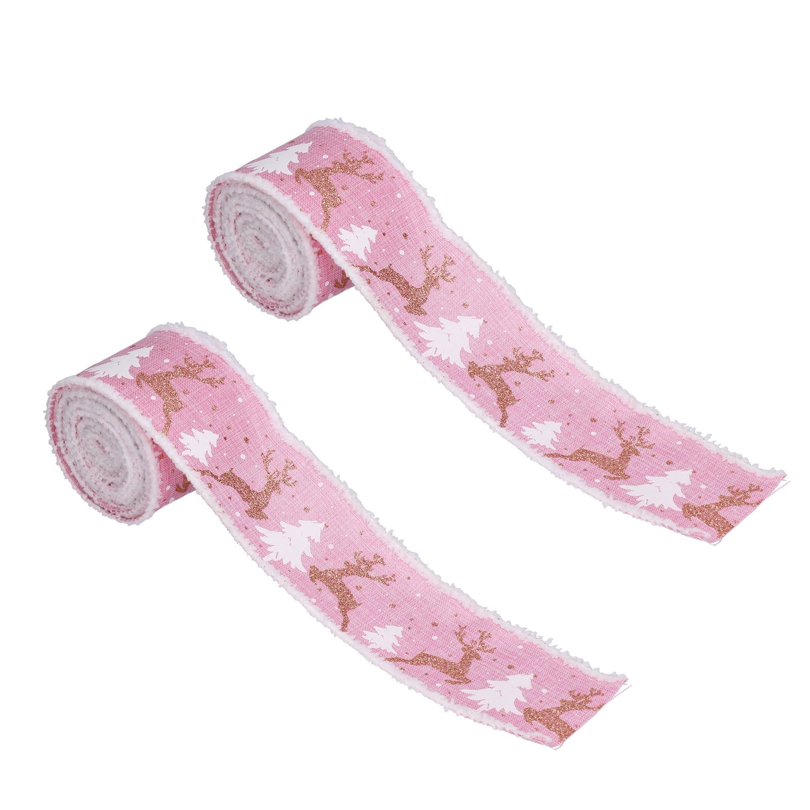 2 Rolls Christmas Ribbon 5m Wired Edge Ribbon DIY Gift Wrapping Craft Ribbon for Home Festival Decoration โ image 3