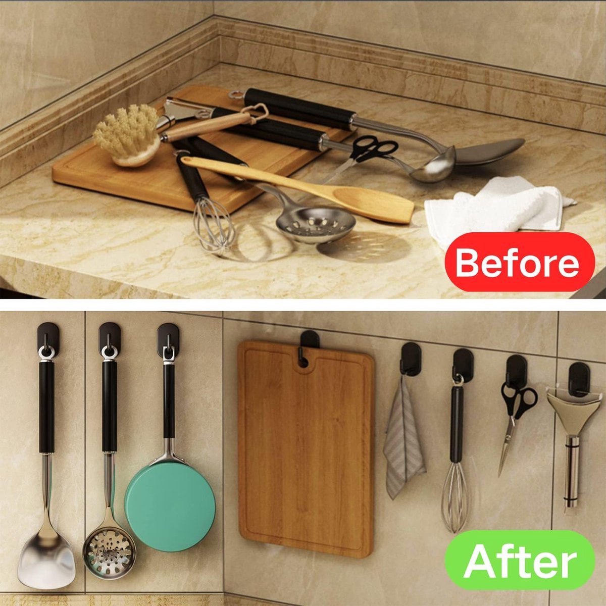10 Self-Adhesive Hanging Hooks - Stainless Steel - Towel Hooks - Thicker - Wall Hooks - Stick-on Hooks - Towel Hooks - Multifunctional Hook - Clothes — image 5