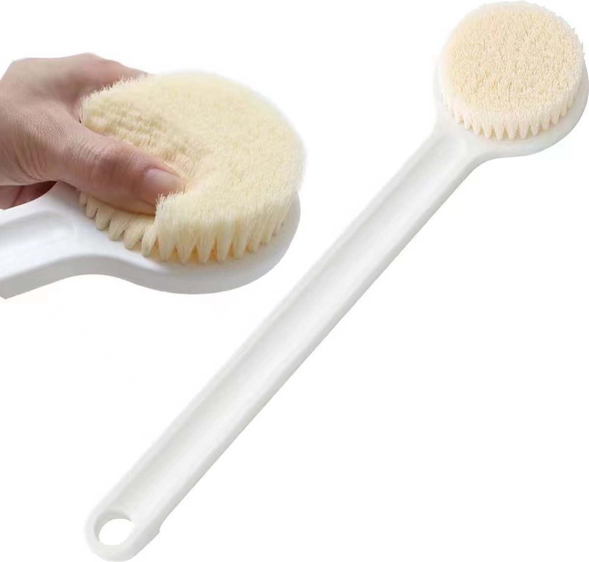 Bath brush - Back brush - Long-handled bath brush - Skin brush - Shower brushes - Bath/shower accessories - shower scrub brushes - white - PP - 37*7.5*2cm โ image 2