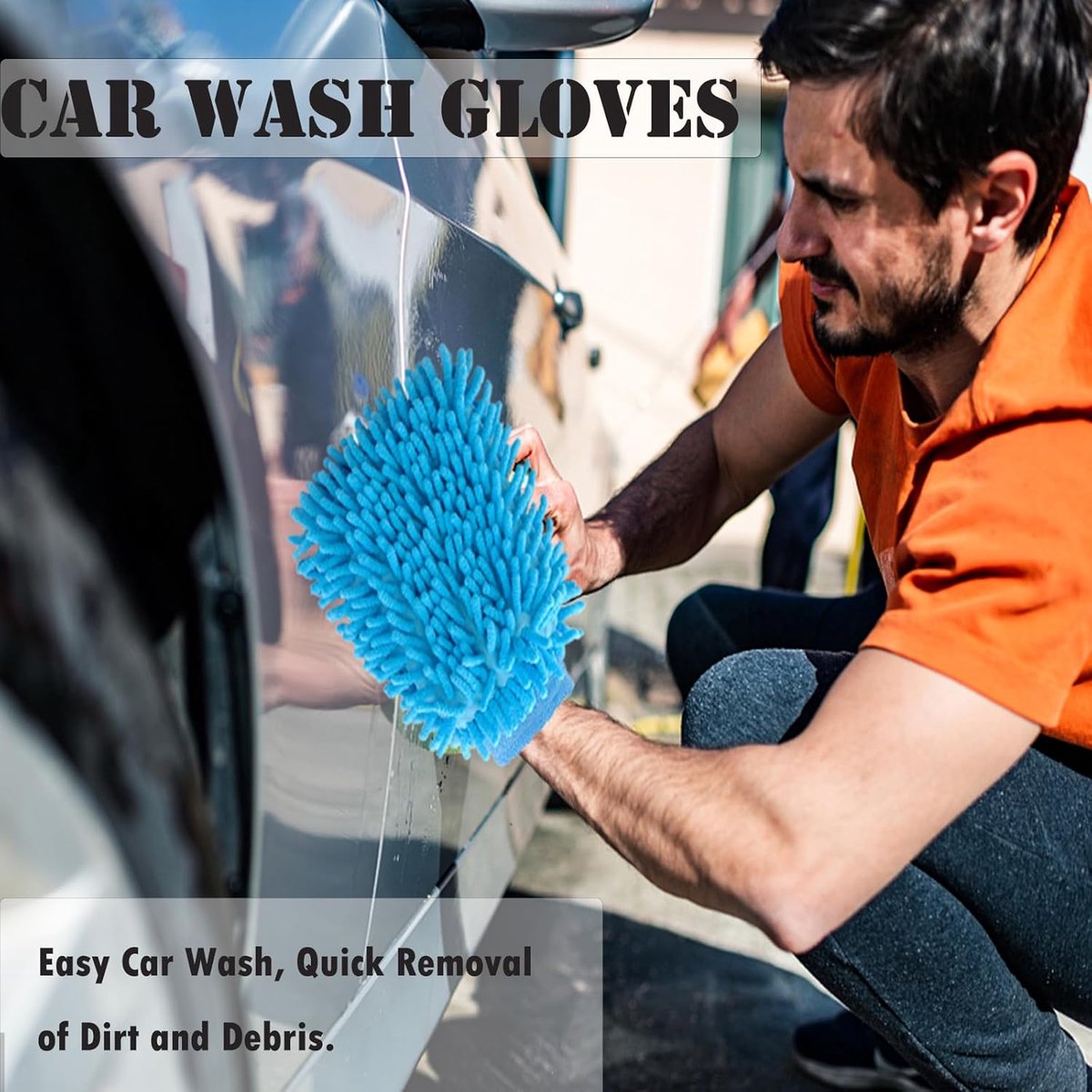 Household Gloves - 3 Pieces - Cleaning Gloves - Car Wash Glove - Double-Sided Microfiber Glove - For Cars and Household Cleaning - 15*23 CM - Dark โ image 2