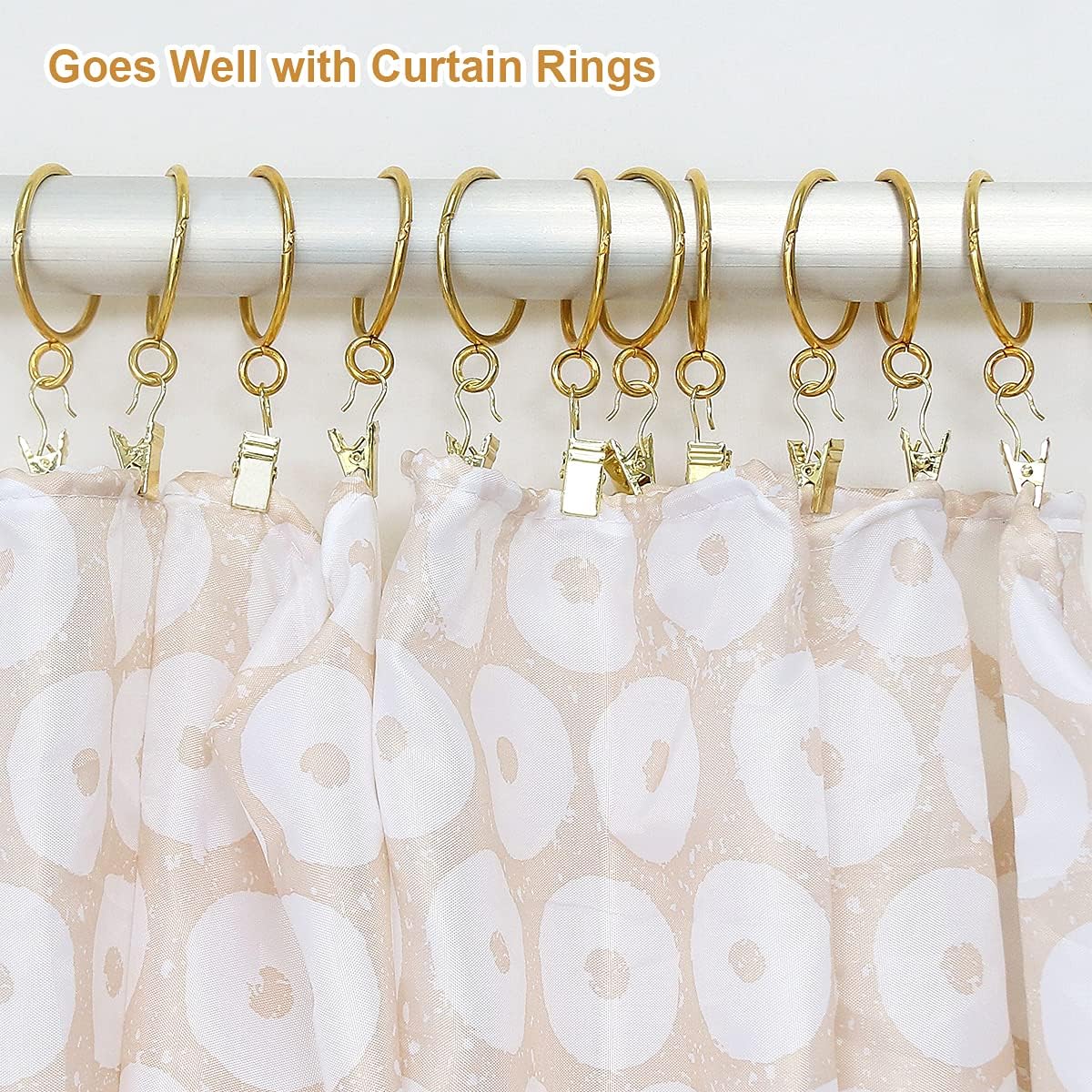 Small Curtain Clips Gold - 100 Pack Stainless Steel Curtain Hooks for Hanging Party String Lights Indoor, Art Crafts, Christmas Wedding Decoration (Light Gold) โ image 4