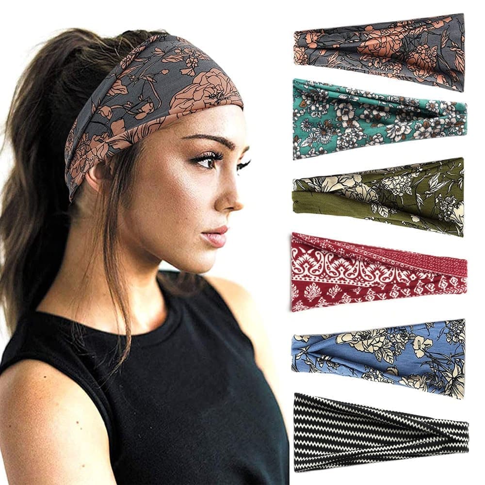 6 pcs Elastic Hair Band Headband for Yoga Training, Patterned — image 2