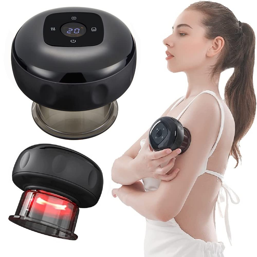 12 levels Electric Cupping Therapy Smart Scraping Massager Red Light Heating Body Slimming Black โ image 2