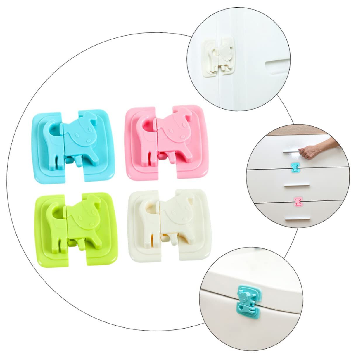 4pcs Security Lock Refrigerator Lock Child Safety Toilets Locks Child Safety Latches Anti Pinch Locks Child Cupboard Locks Multifunction โ image 4