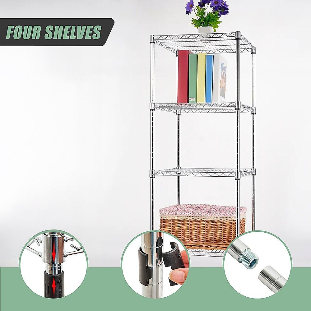Wire Storage Rack – 60 × 60cm Chrome Shelving with Fixed Legs — image 7