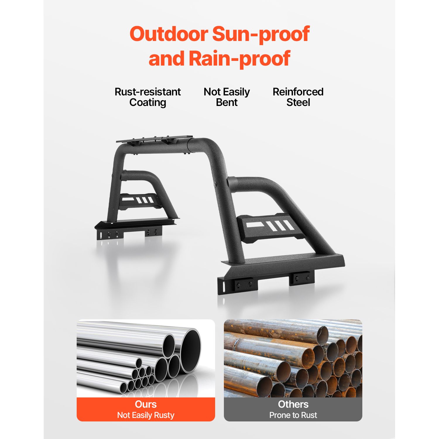 Truck Bed Roll Bar Universal Chase Rack for Mid-Size Pickup Carbon Steel — image 5