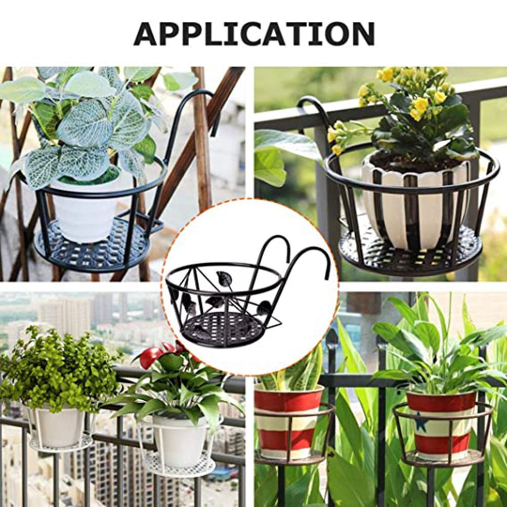 Iron Wire Hanging Flower Pot Holder Brackets Balcony Display Shelf Garden Plant Flower Holder Balcony Home Decoration โ image 4