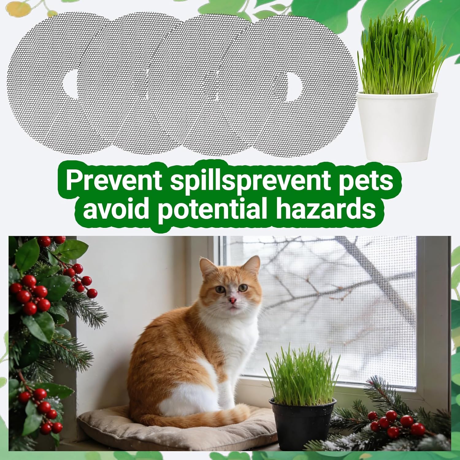 4-Pack Plant Pot Grids- 15.7 Inch Cuttable Mesh Plant Pot Soil Covers -Protectors from Animals - Plant Protector Ring for Indoor Outdoor Garden Plant — image 4