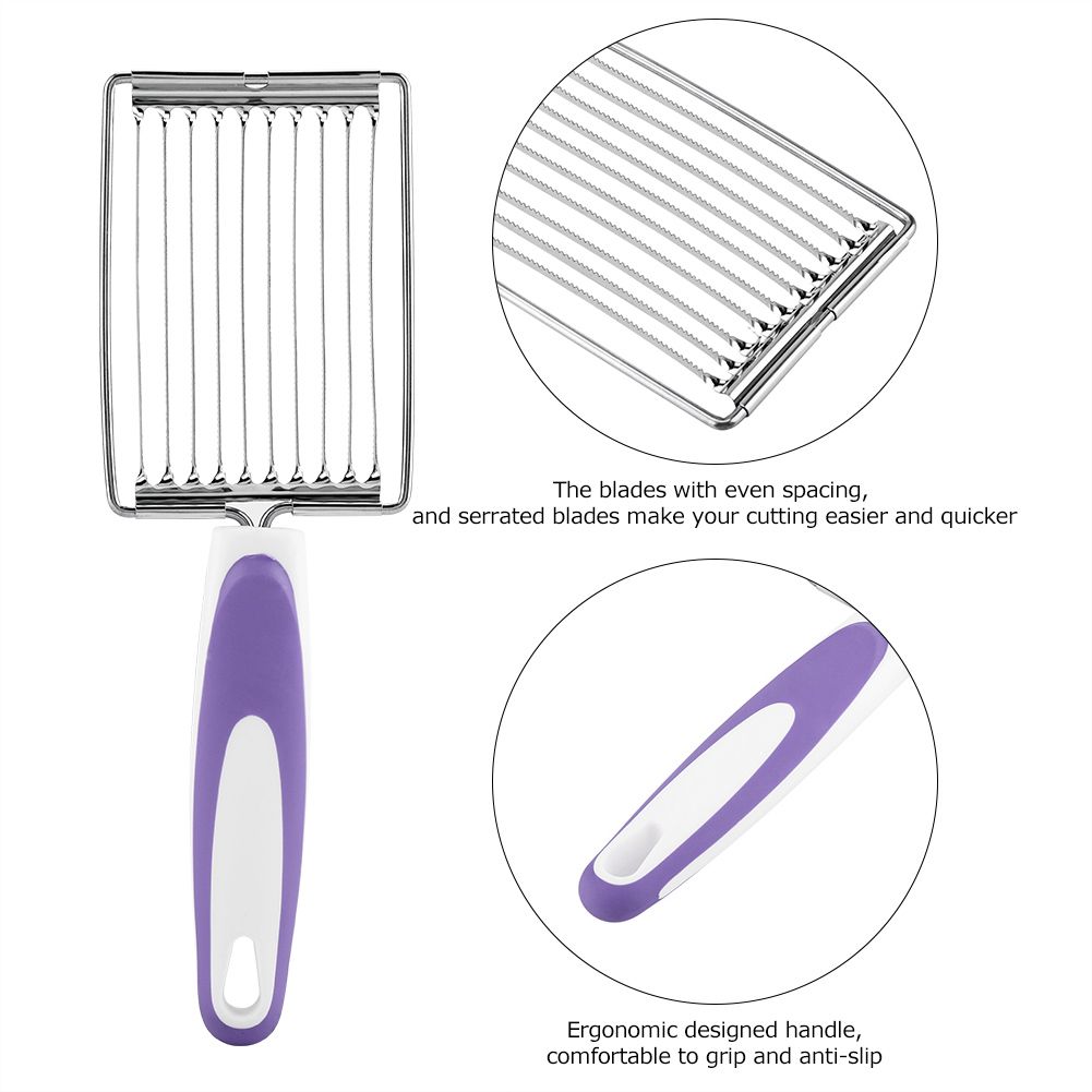 Stainless Steel Luncheon Meat Cutter Ham Fruit Tomato Kitchen Soft Food Cutting Tool (Purple) โ image 4