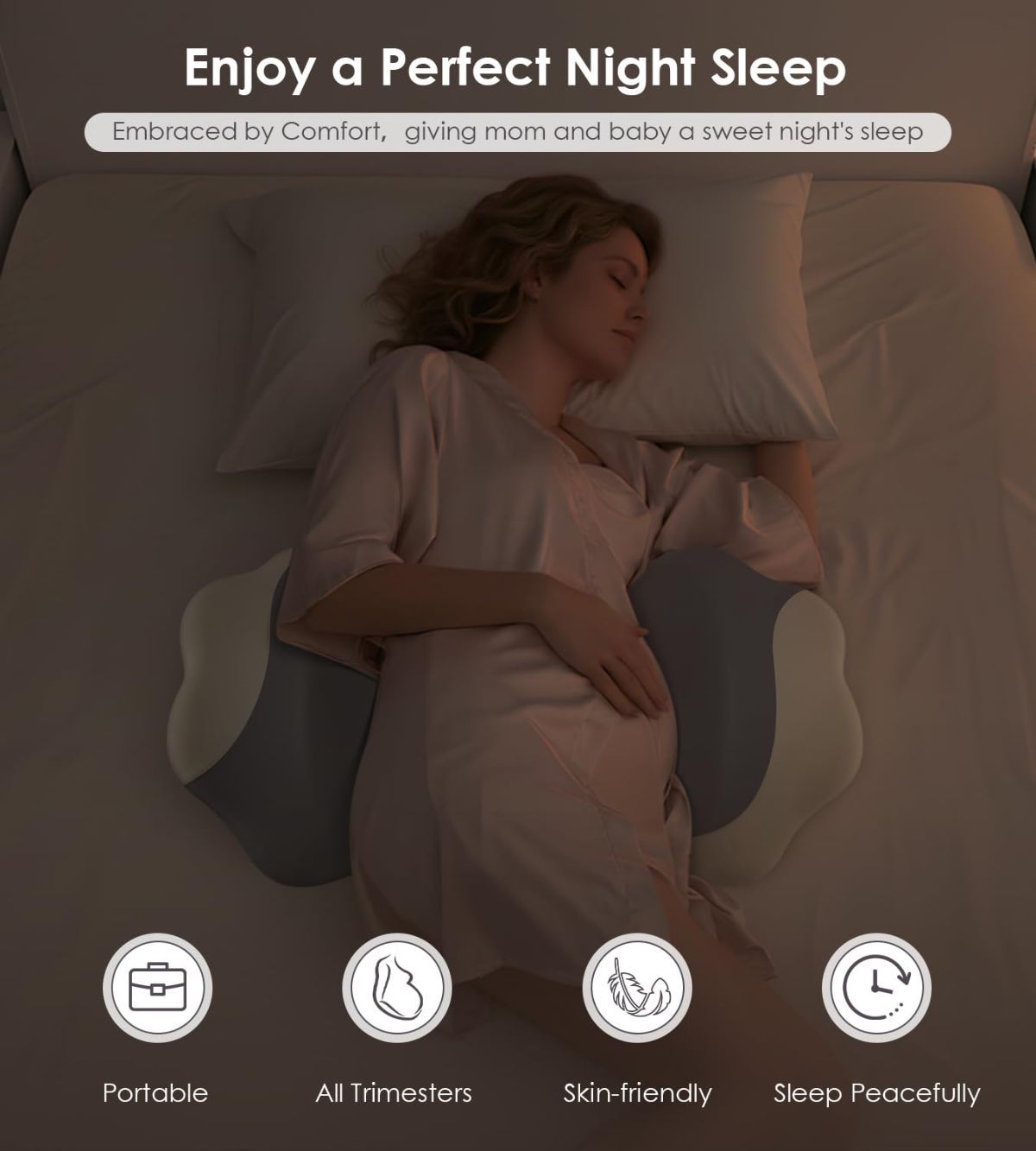 Pregnancy Pillows for Sleeping, Memory Foam Maternity Pillow Support for Back Belly HIPS, Adjustable Travel Wedge Pillow for Pregnant Women, Side Sleeping — image 2