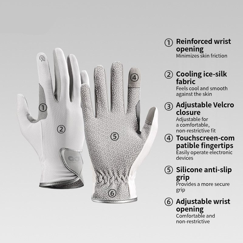 Equestrian Riding Gloves, Full-Palm Silicone Anti-Slip & Durable Touchscreen Model, Ice-Silk Cooling, Breathable, and UV-Protective, Suitable for Outdoor โ image 2