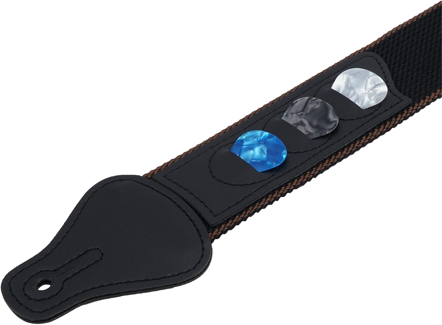 Guitar Strap, Soft Cotton Straps With 3 Pick Holders, Button Headstock Adaptor, 1 Pair Locks and 3 Picks Set For Electric/Acoustic Guitar — image 2