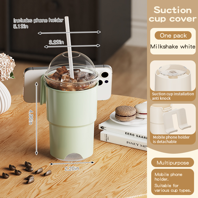 Multi-Purpose Anti-Spill Cup Holder with Suction Base & Detachable Phone Stand(green)