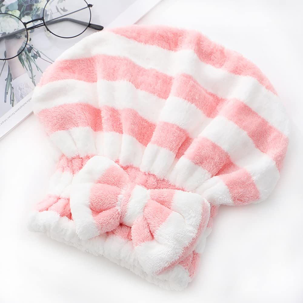 Microfiber Hair Drying Towels Hair Wrap with Bow-Knot Shower Cap Hair Turban, Bath Cap for Wet Hair, Bath Accessories for Women โ image 3