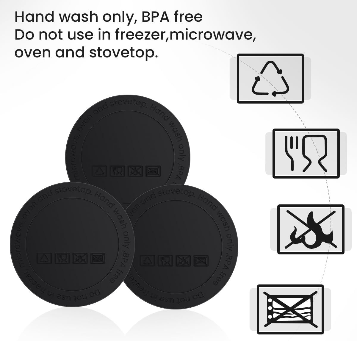 10 Pieces Adhesive Rubber Tumbler Bumpers, Non Slip Bottom Pads for Skinny Tumblers, Wine Cups and Mason Jars, Black, 56 mm โ image 5