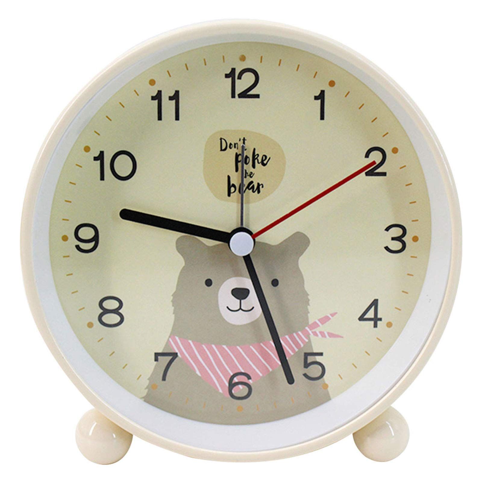 Round Cartoon Animal Quartz Analog Alarm Clock Silent Non Ticking Night Light Desk Clock for Office Bedroom
