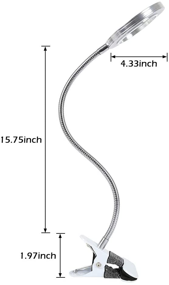 Lighting LED 8X Magnifying Lamp with Metal Clamp 360° Flexible Gooseneck and USB Plug Design for Tattoo, Manicure and Reading โ image 5
