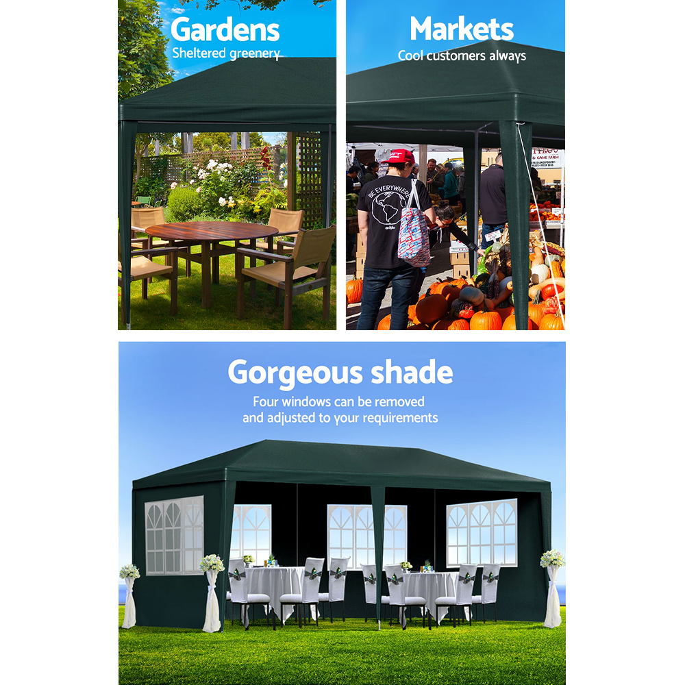 Instahut Gazebo 3x6m Marquee Wedding Party Tent Outdoor Camping Side Wall Canopy 4 Panel Green — image 4