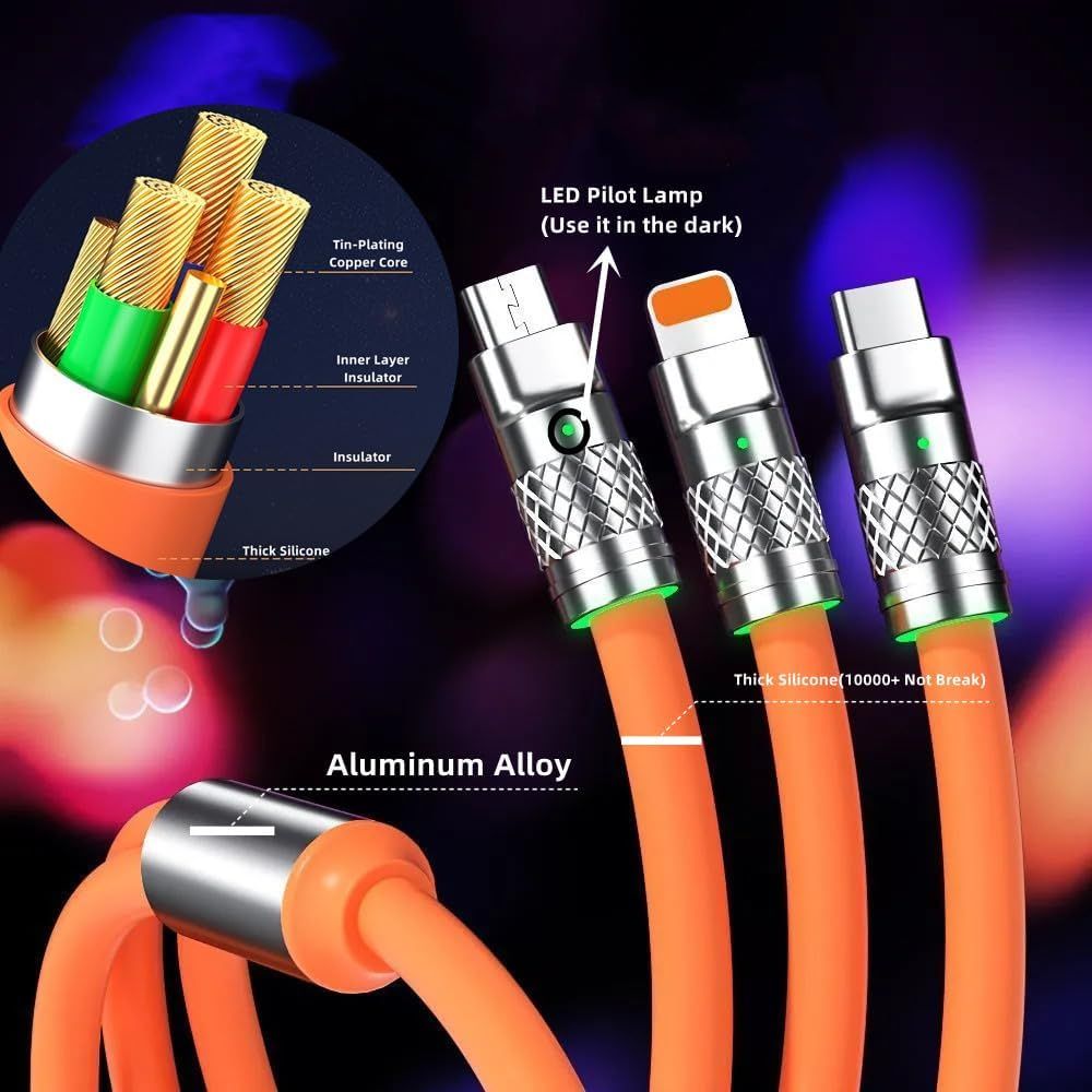 Multi Charging Cable 3-in-1 Charging Cable with Light USB Cable Suitable for Various Mobile Phones with Ports โ image 5