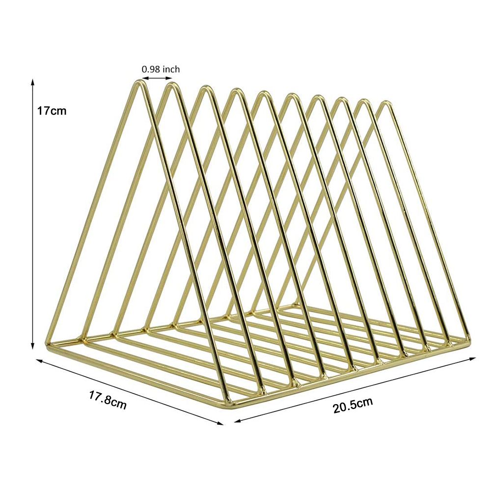 File Holder Organizer Triangle Record Album Holder Magazine Wire Rack Desk Storage Decor for Home Office — image 6