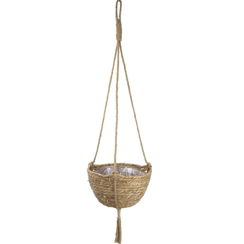 Natural Hanging Seagrass Plant Baskets Dural Layer Flower Planting Basket Holder Garden Decor — image 3