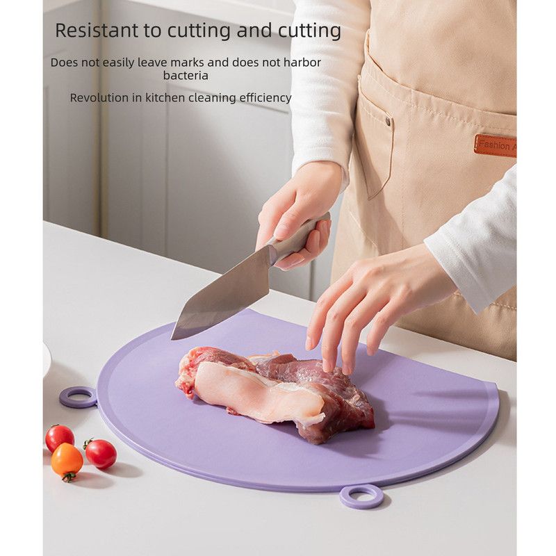 D Shape Double Sided Antibacterial Cutting Board Non Slip Kitchen Chopping Board with Draining Back-black — image 5
