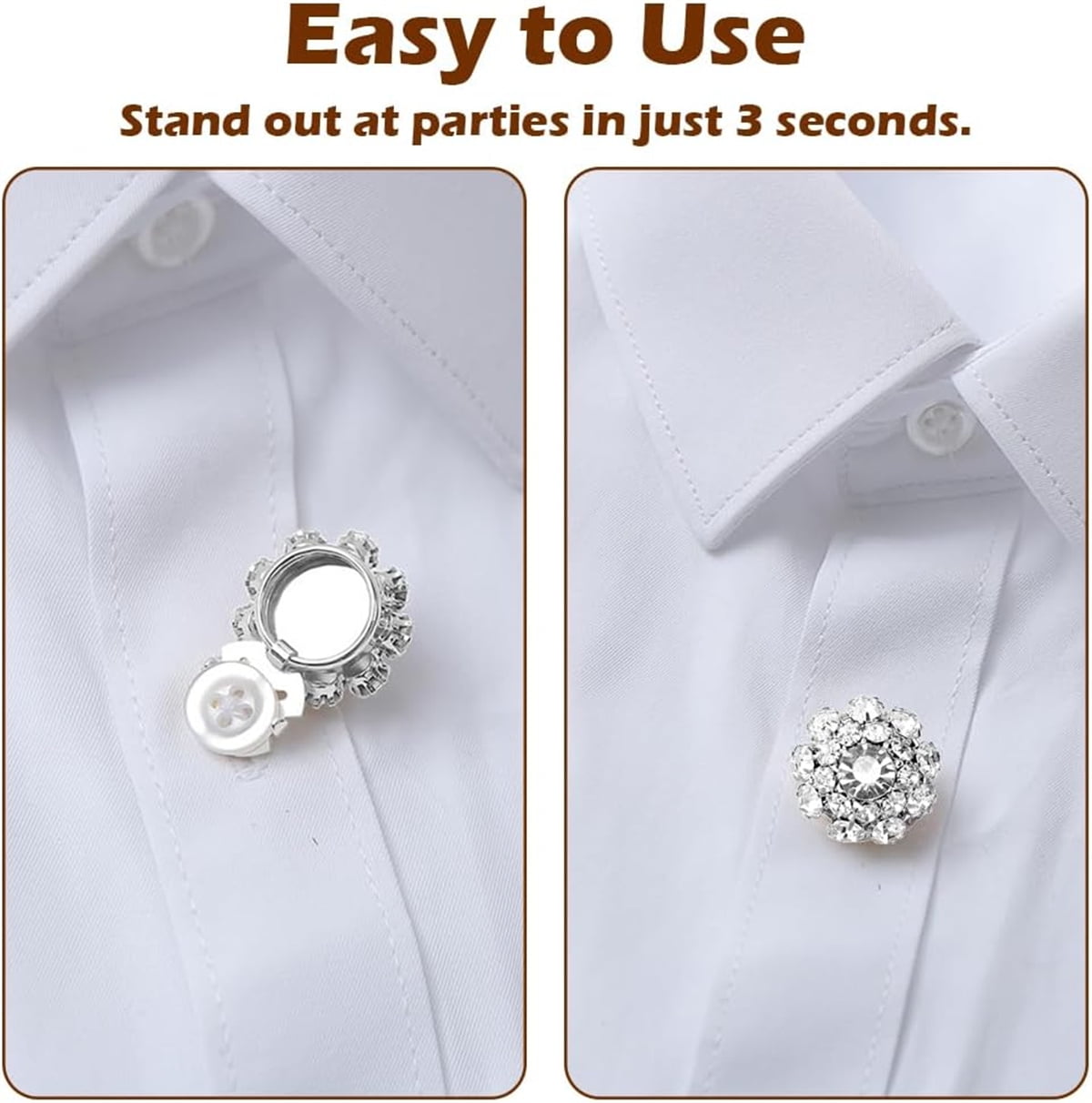 Rhinestone Button Cover 5 Pcs Golden Crystal Cover for Women Blouses Detachable Shirt Clips Buttons Crystal Fancy Buttons for Dress Suit Jeans Clothing DIY — image 5