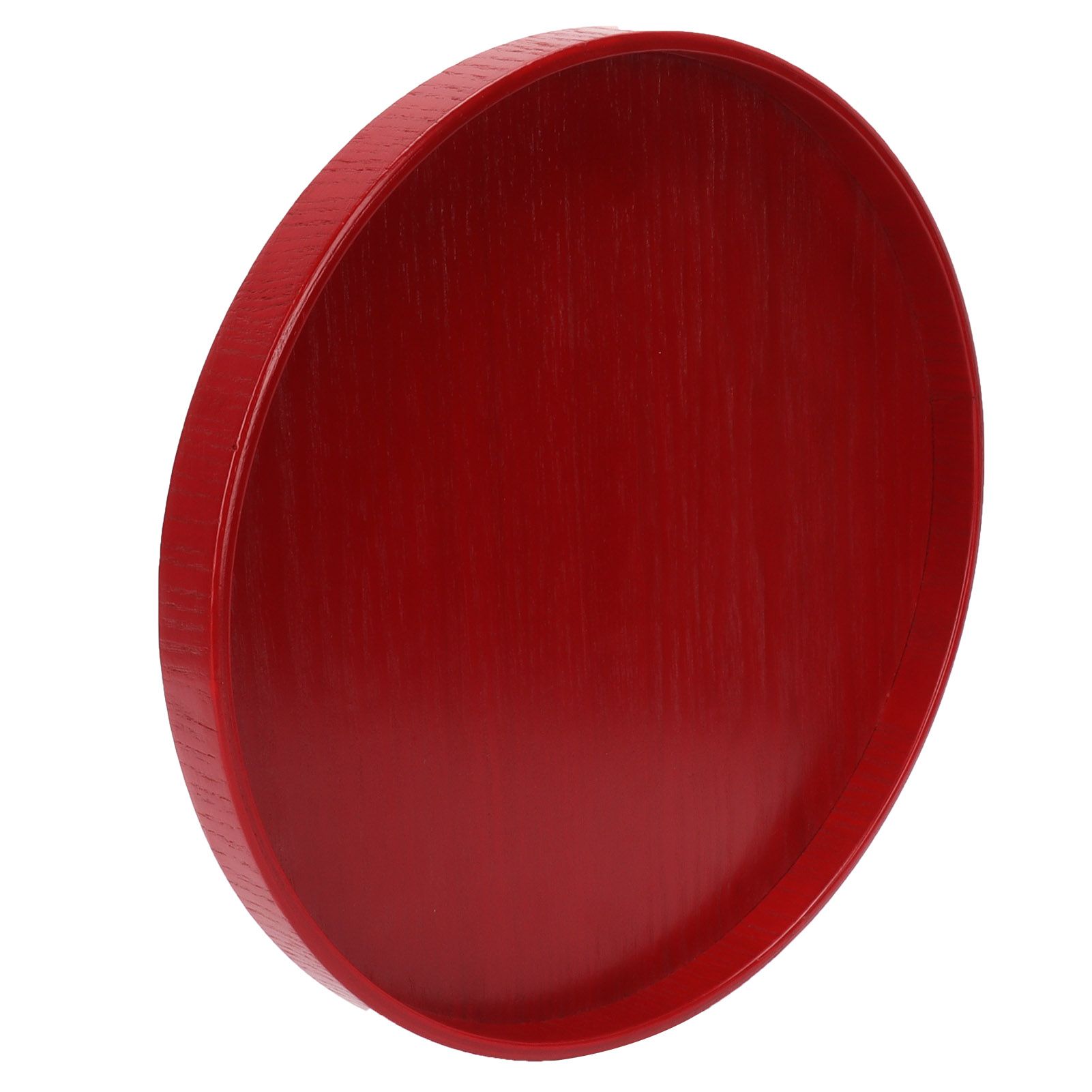 Red Round Wooden Plate Food Grade Fruit Cutlery Tray for Kitchen Home Restaurant27cm — image 2