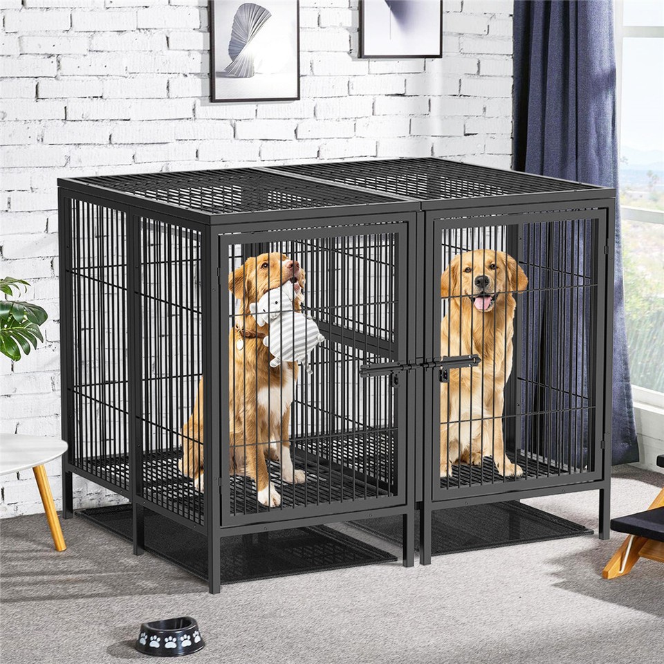 Giant Dog Cage Indoor Outdoor Super-Hard Metal Kennel Pet Playpen W Tray&Divider — image 5