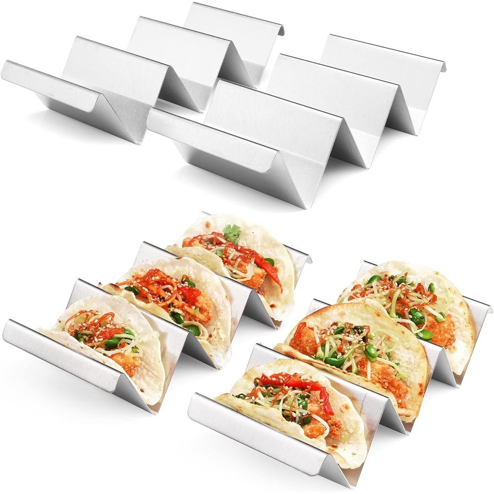 Taco Holders 4 Packs - Stainless Steel Taco Stand Rack Tray Style, Oven Safe for Baking, Dishwasher and Grill Safe(Only bracket)