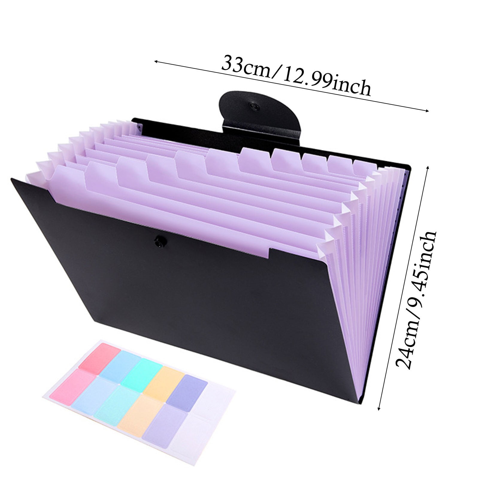 Accordion File Organizer Expanding File Folder with 12 Pockets Portable Receipt Paper Bill Document Organizer Letter/ Size Filing Folder Schǒ-ǒl Black B — image 3