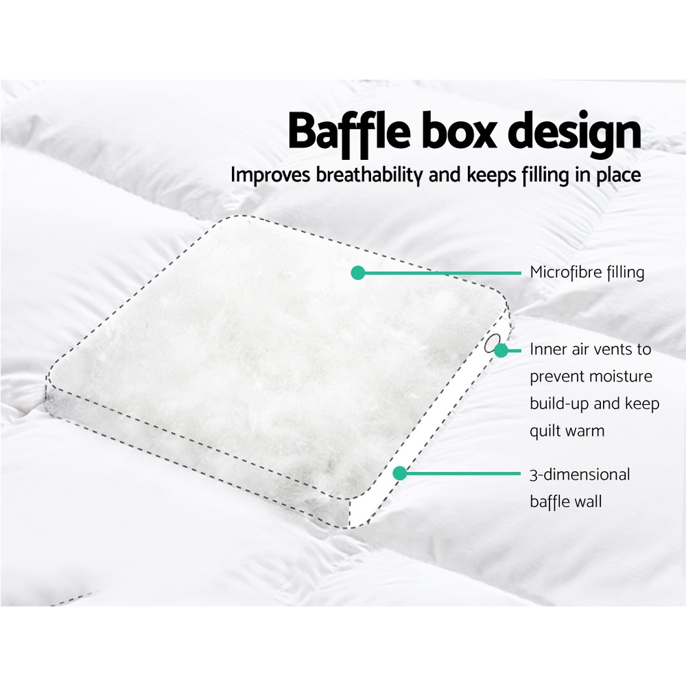 Giselle Bedding Pillowtop Mattress Topper 5cm Thick Pad for Back Pain Relief Washable Underlay Protector 1000GSM Microfibre Filling 45cm Deep Pocket Double โ image 4
