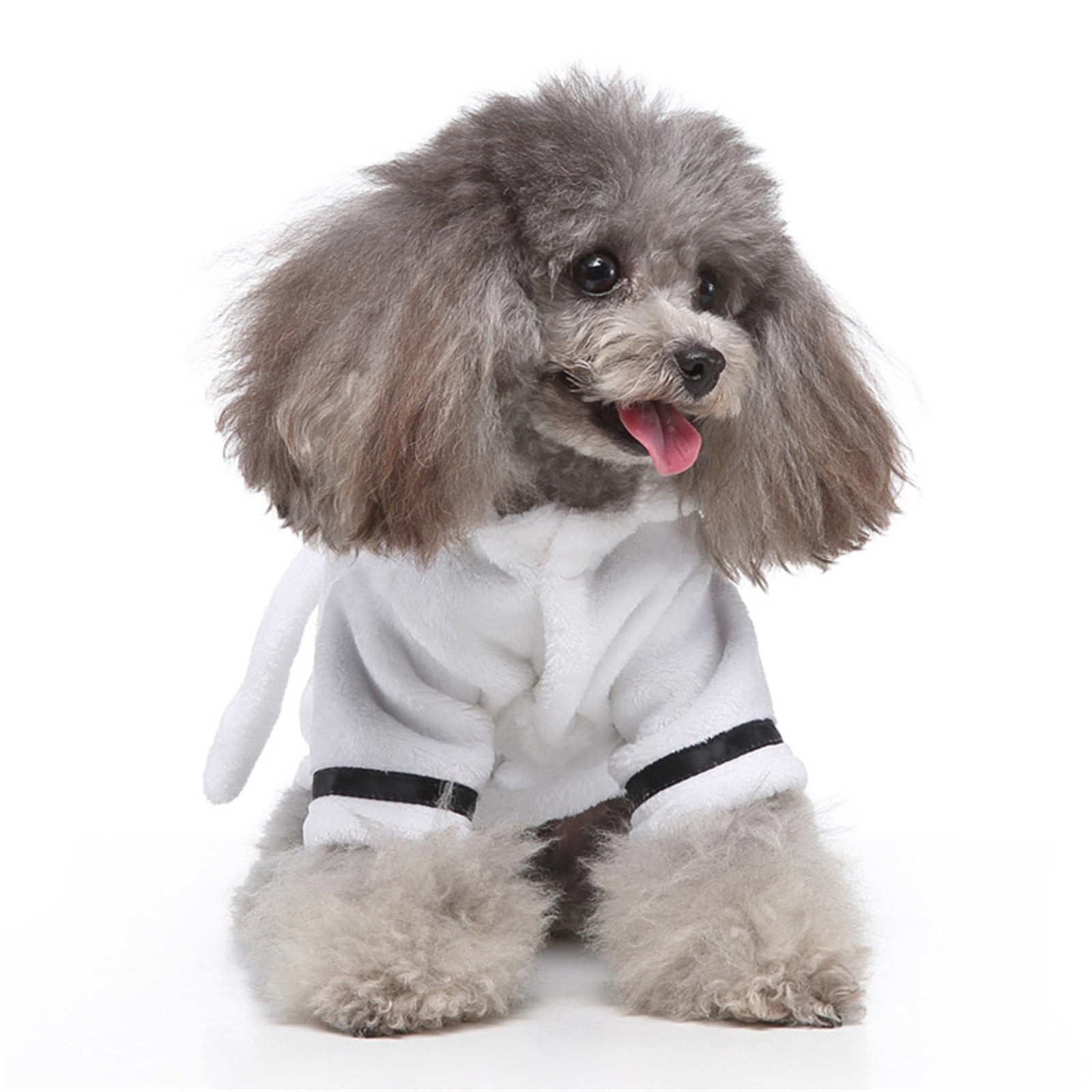 Pet Bathrobes, Pajamas ! Dog Cat Bathrobe Pet Clothes Hotel Bath Towel Pet Bathrobe Nightgown Pajamas (Army Green, L) XL White — image 5