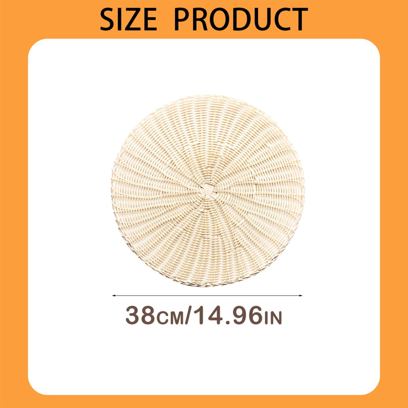 Round Woven Placemats, Non Slip Heat Resistant Plastic Table Mats, Table Placemat For Household Use, Round Rattan Placemats, Brown, 35.6 cm — image 3