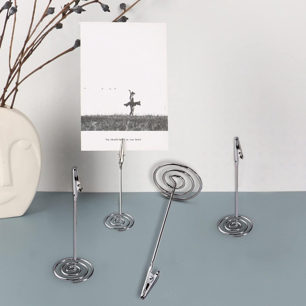 Photo Clip Holders - 12 Pieces - Photo Holder with Clip - Photo Frame - Stainless Steel Card Holder - Table Card Holder - Name Tag - 120 × 40mm - For Office — image 2