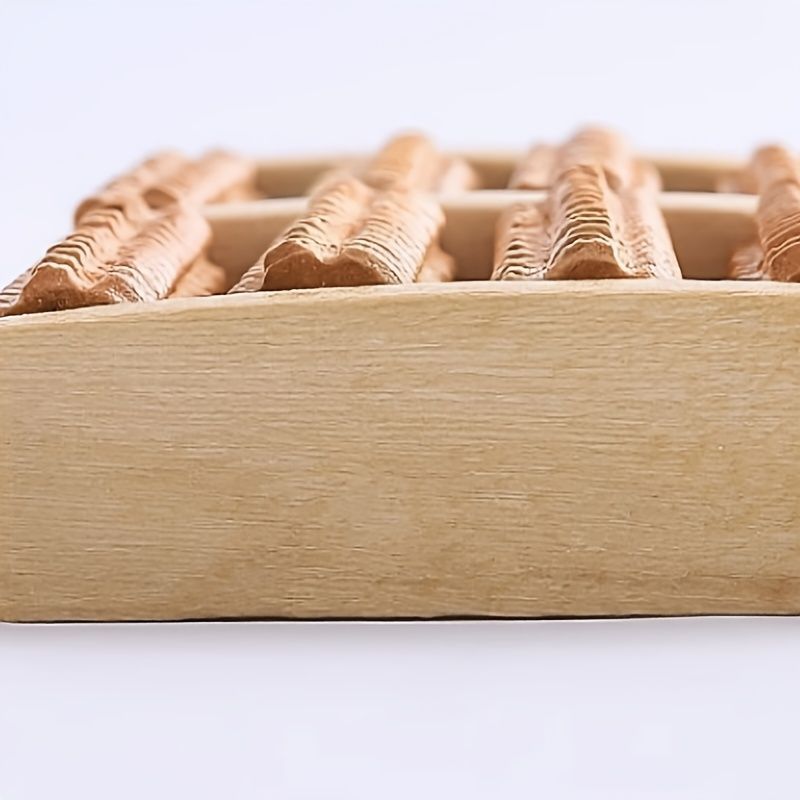 Wooden Foot Massage Roller Dual Control Foot Massager Portable Foot Roller Home - Wood color - Size 17-27cm โ image 5