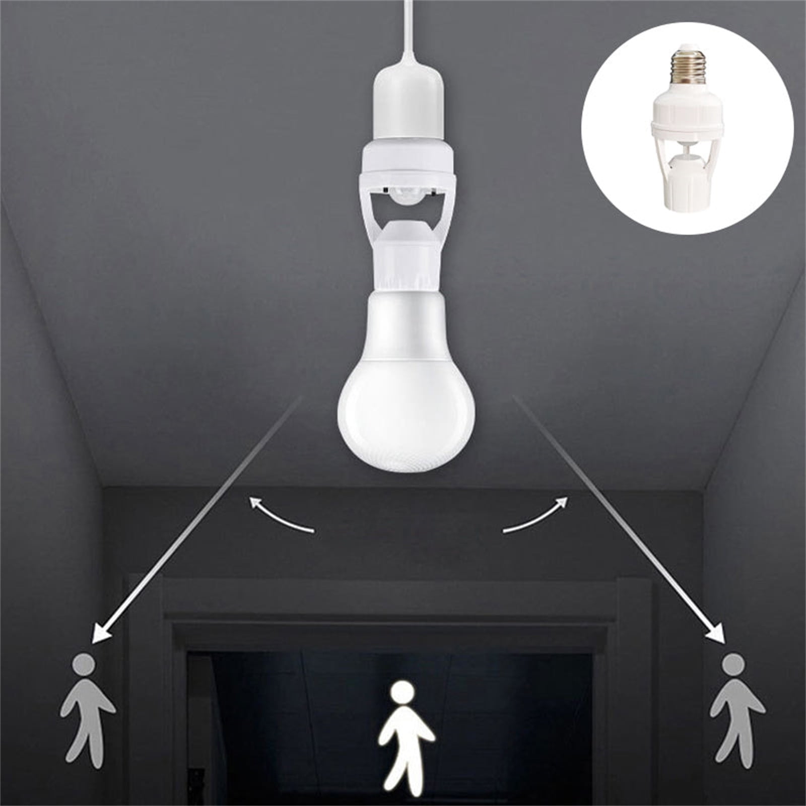 E27 Screw Motion Sensor Light Socket with Infrared Detection,Automatic On/Off for Stairs and Hallways,Easy Installation No Wiring,360-Direction Sensing for — image 2