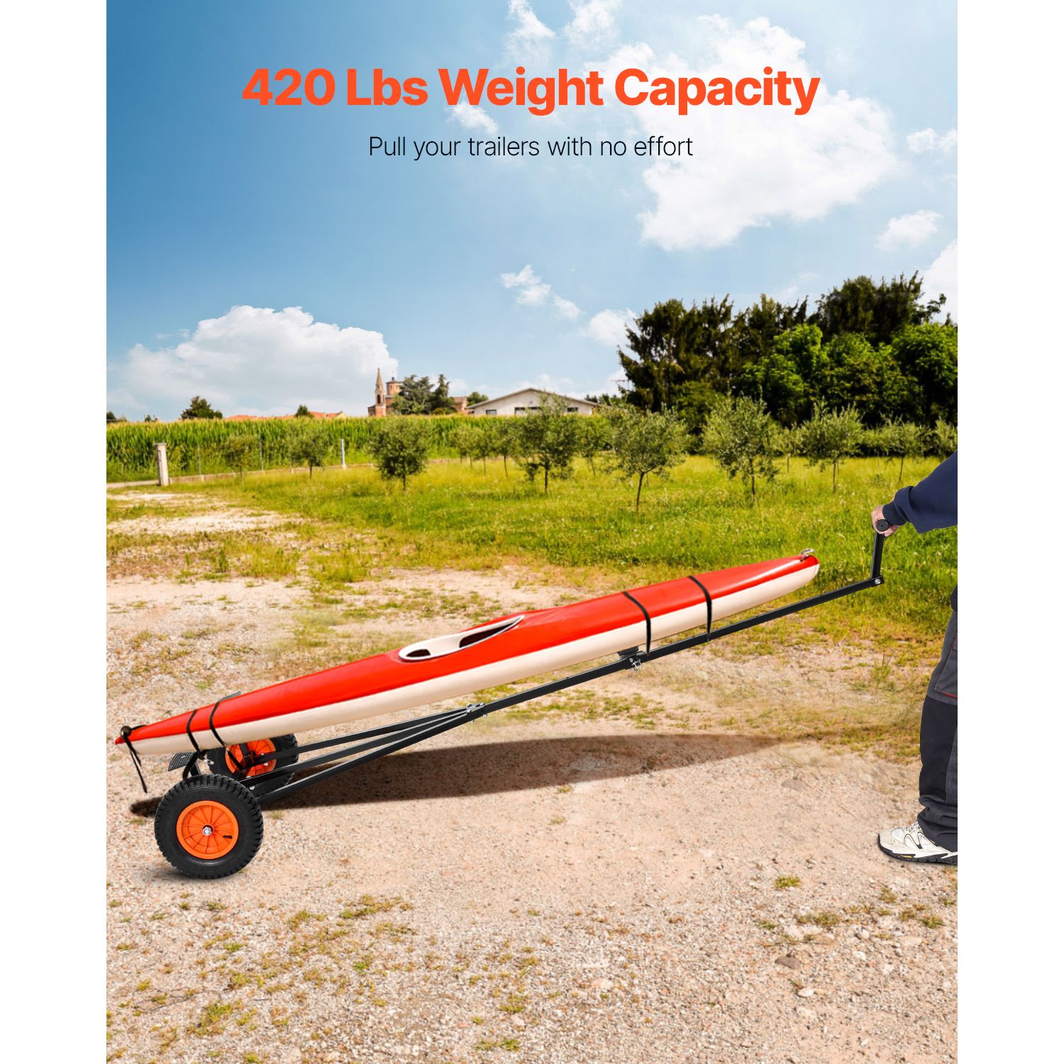 420lbs Boat Trailer Dolly Mover Adjustable Length with 15.7 in Pneumatic Tires — image 2