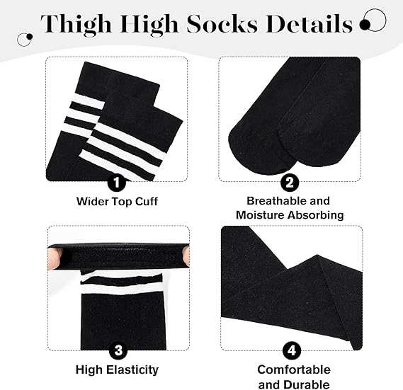 Women's Thick Stay Up Hold Up Striped Over Knee Casual Stockings — image 4