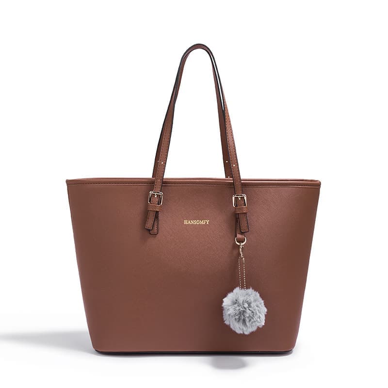 Brown Large Capacity PU Leather Tote Bag for Women, Elegant Shoulder Bag for Work Shopping Party — image 3