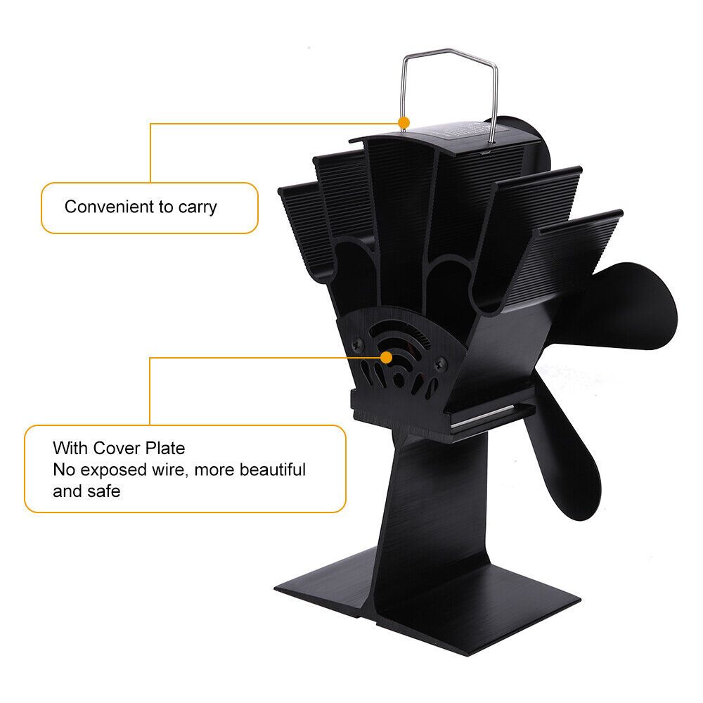 Wood Heater Fan Eco Heat Powered Self-Powered Silent for Fireplace Stove Burner — image 4