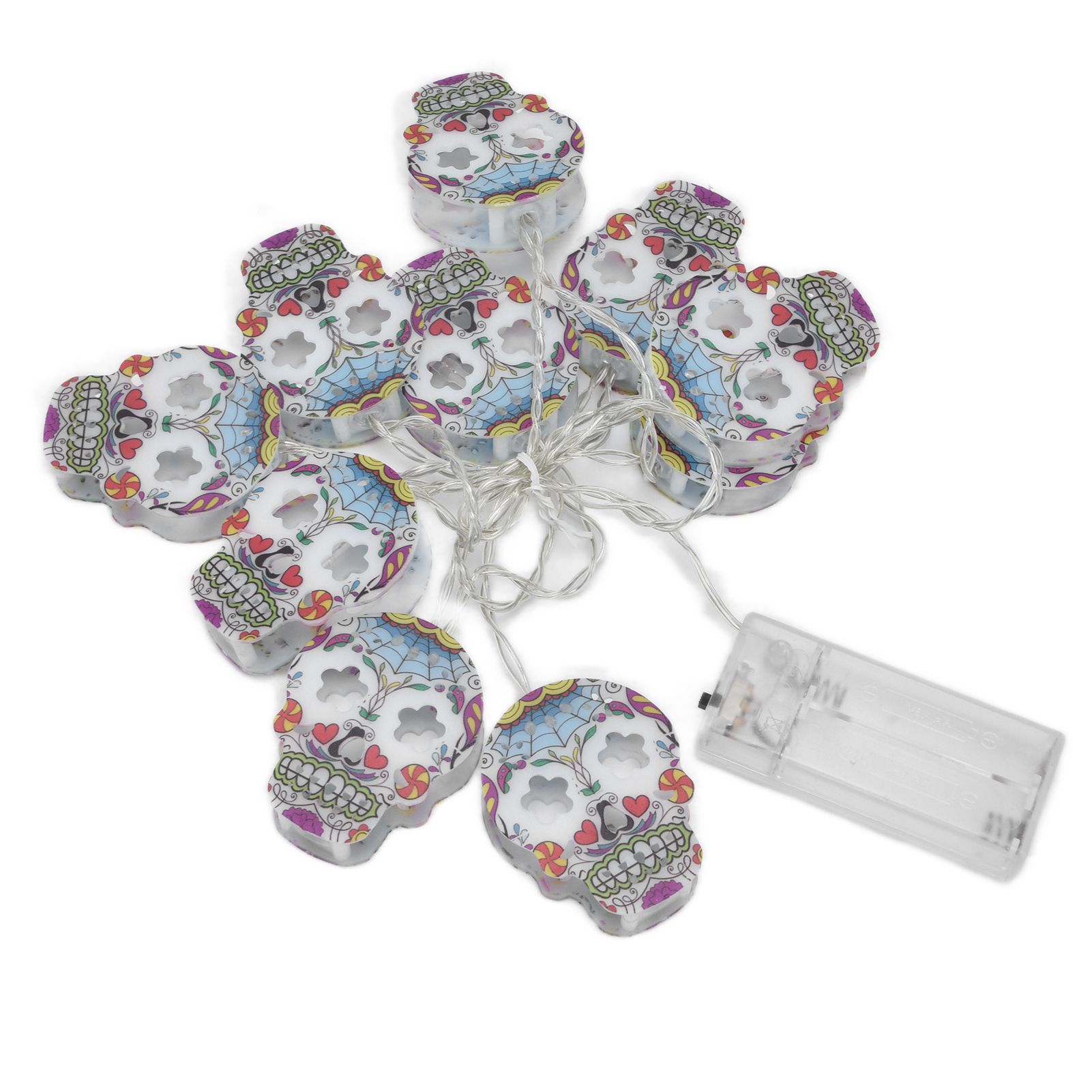 10LED Skull String Lights Halloween String Lights for Festival Party Holiday Decoration Battery Operated — image 2