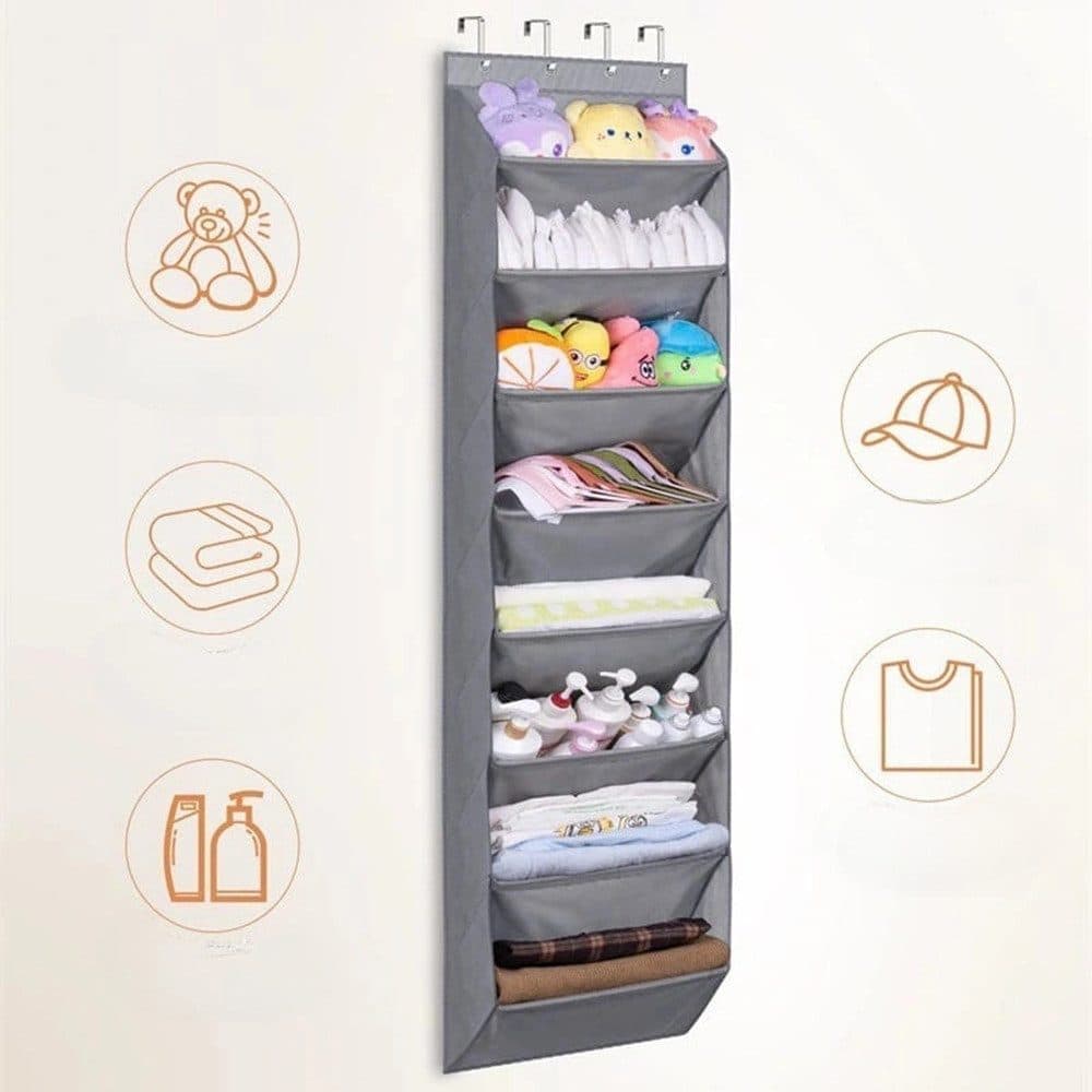 12 Pairs Wall Mounted Shoe Rack with Hooks, Shoe Hanger Storage for Door, 24 × 12 × 4 inches, Gray — image 6