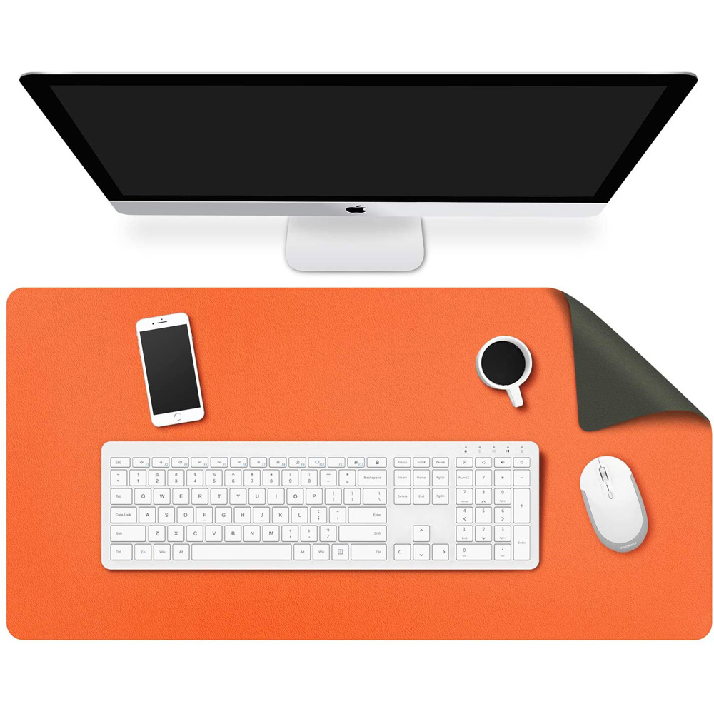 Orange 90cm*45cm Dual Side Office Desk Pad Waterproof PU Leather Computer Mouse Pad โ image 2