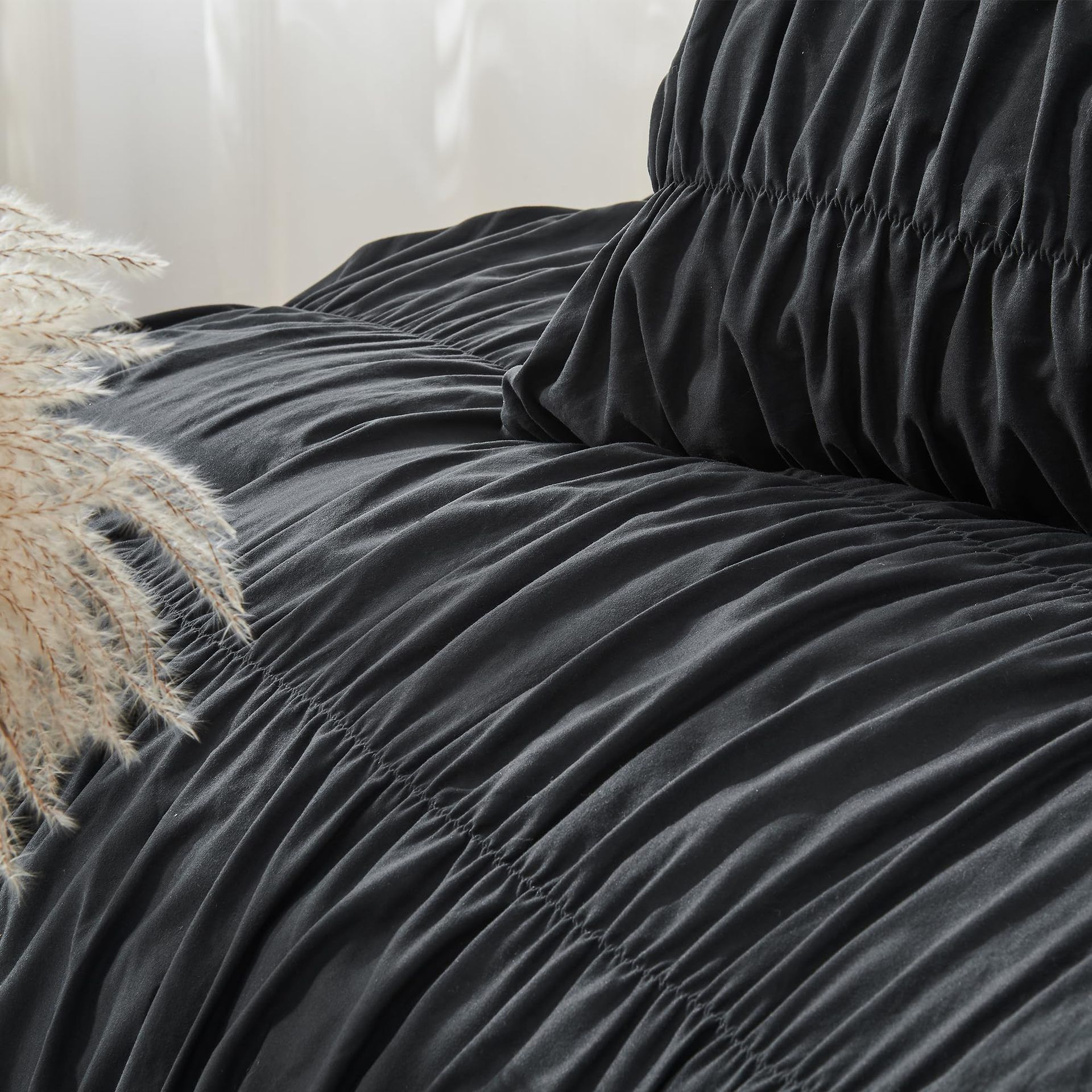 Textured Bohemian Ruffled Quilt Cover Set, Soft Crinkle Bedding Set with 1 Duvet Cover and 1 Pillowcases (Single) — image 3